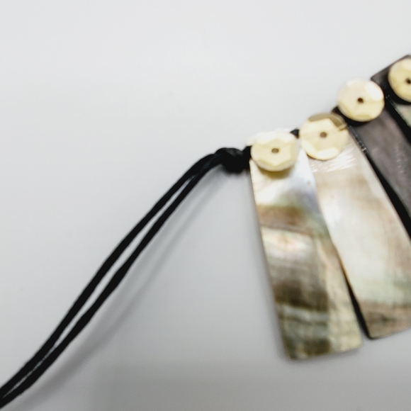 Vintage mother of pearl abalone necklace statement gorgeous piece 70's natural - Picture 15 of 15